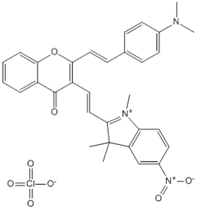 3H-Indolium,2-[2-[2-[2-[4-(dimethylamino)phenyl]ethenyl]-4-oxo-4H-1-benzopyran-3-yl]ethenyl]-1,3,3-trimethyl-5-nitro-, perchlorate CAS No  144280-08-0